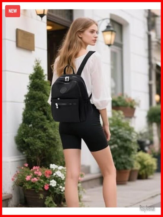 Mini Nylon Waterproof Backpack for Women, Small Daypack with 8 Pockets, Fits main image 4